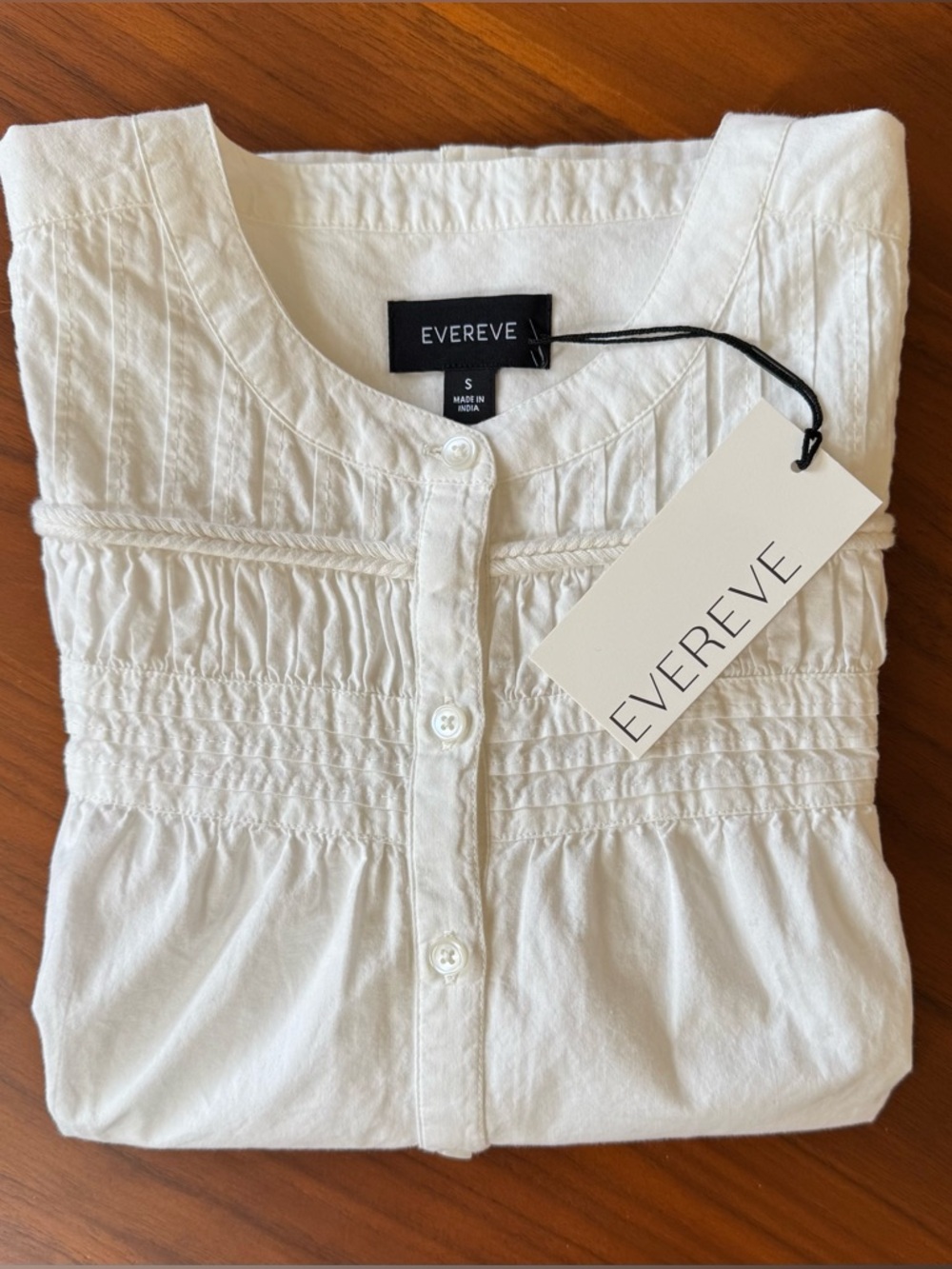 Evereve White Button-Front Smocked Blouse